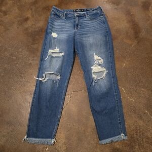 Hollister High-Rise Mom Jeans Distressed Medium Wash Size 9R